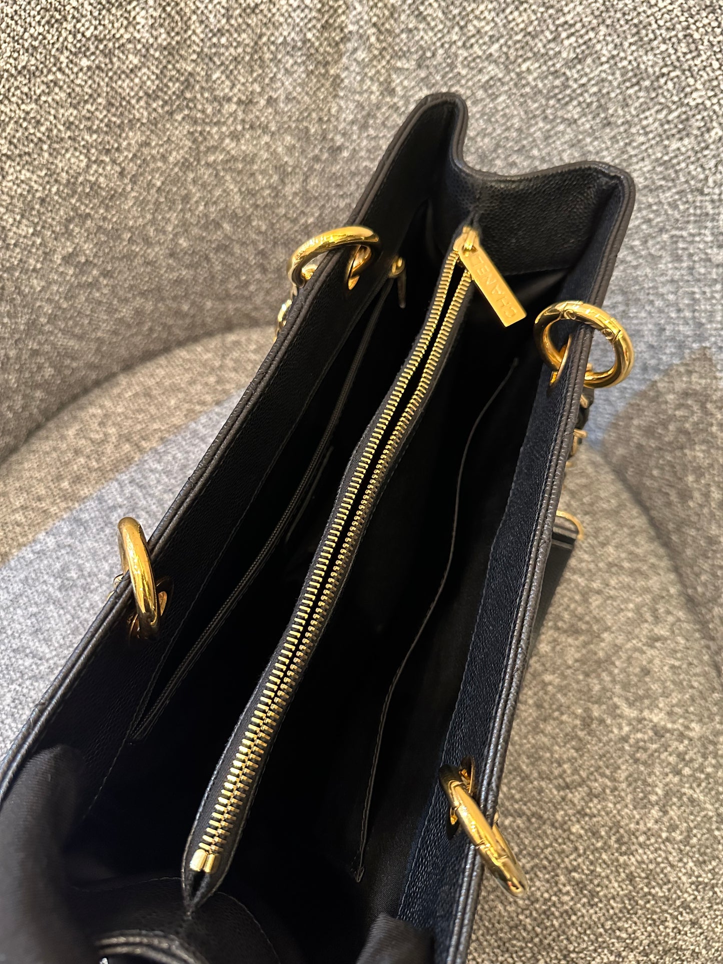 Chanel Grand Shopping Tote (GST) In Black Caviar Leather