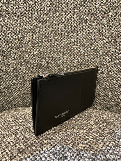 Yves Saint Laurent Fragments Zipped Card Holder in Black
