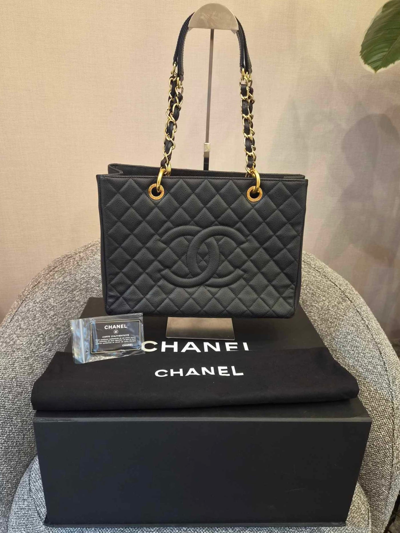 Chanel Grand Shopping Tote (GST) In Black Caviar Leather