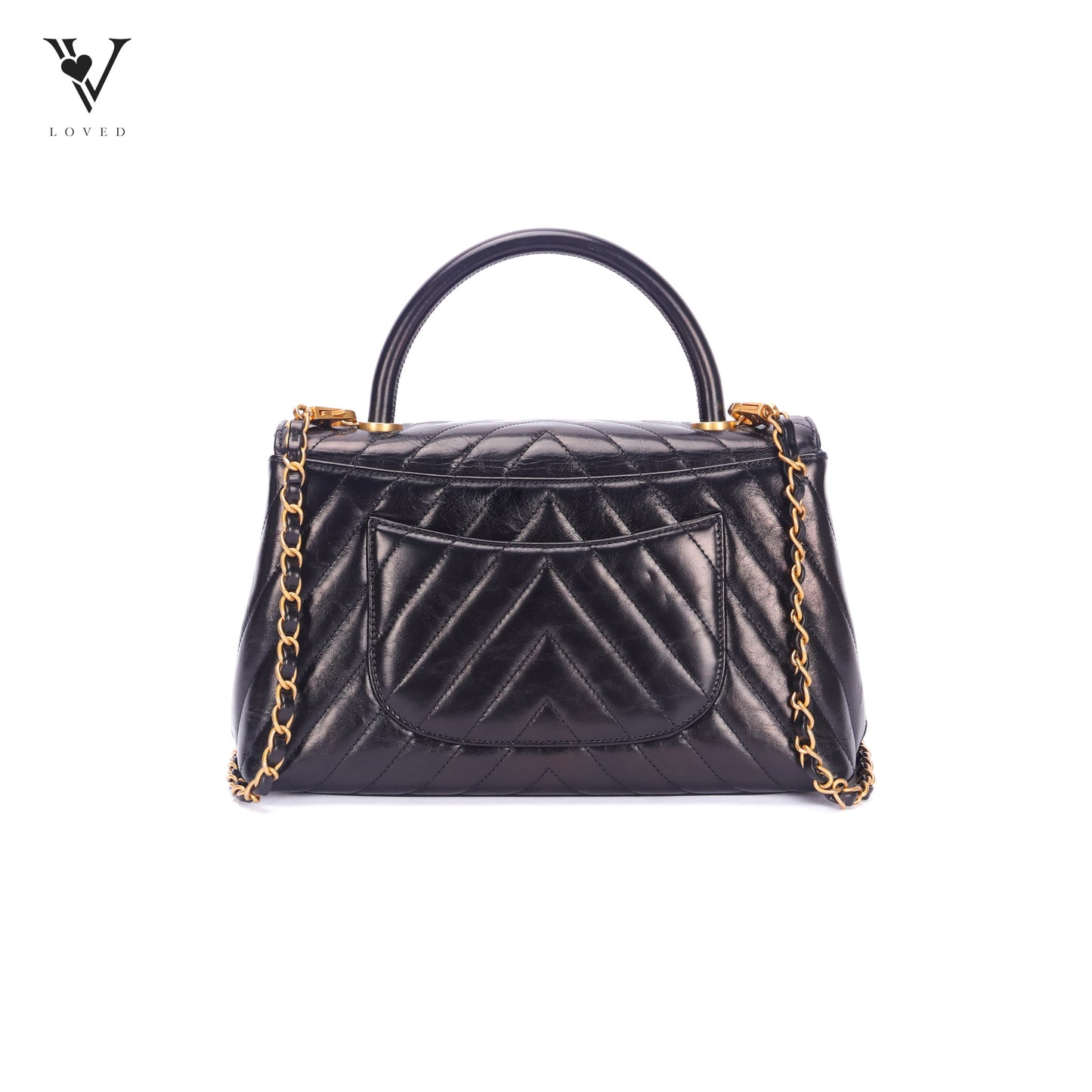 Coco Top Handle In Chevron Quilted Aged Calfskin