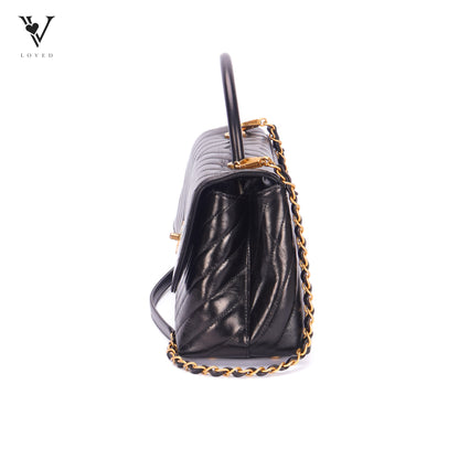 Coco Top Handle In Chevron Quilted Aged Calfskin