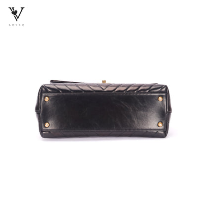 Coco Top Handle In Chevron Quilted Aged Calfskin