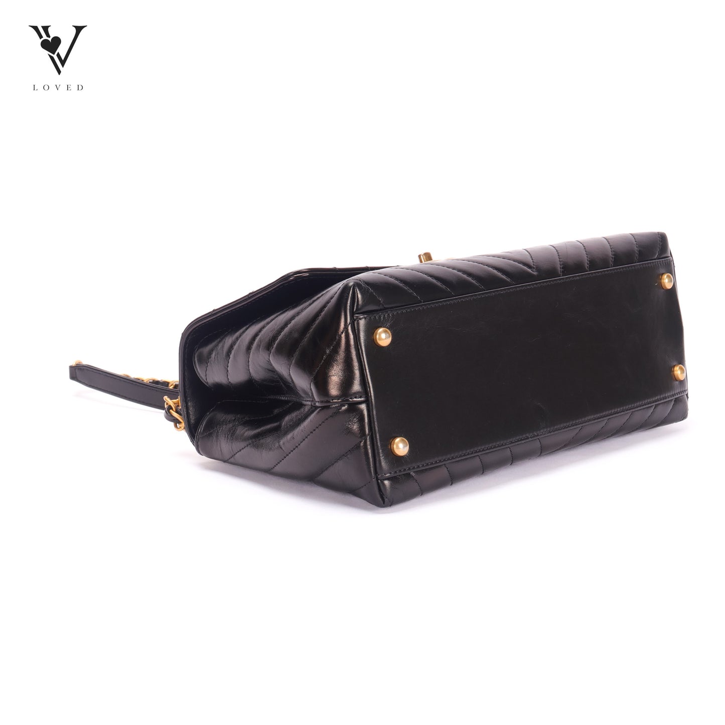 Coco Top Handle In Chevron Quilted Aged Calfskin