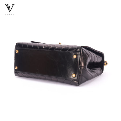 Coco Top Handle In Chevron Quilted Aged Calfskin