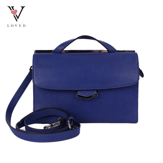 Demi Jour In Blue Saffiano Leather