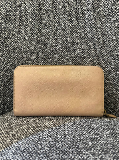 Prada Zippy Long Wallet in Beige Saffiano Leather