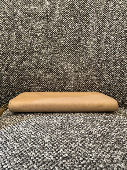 Prada Zippy Long Wallet in Beige Saffiano Leather