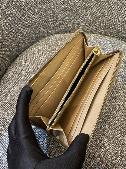 Prada Zippy Long Wallet in Beige Saffiano Leather