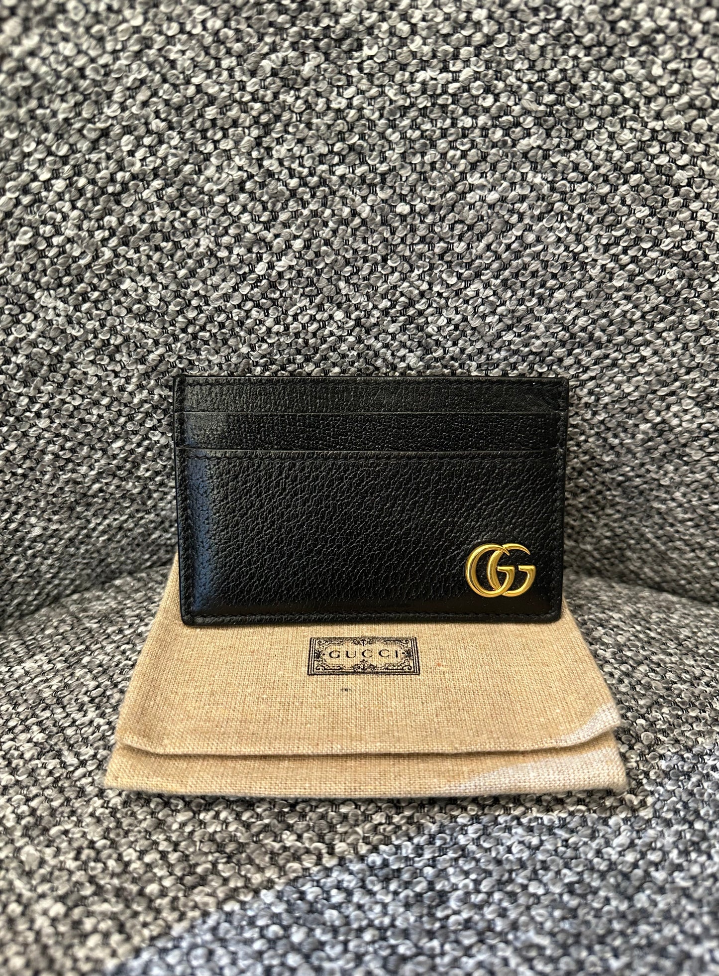 Gucci GG Marmont Card Case in Black Leather