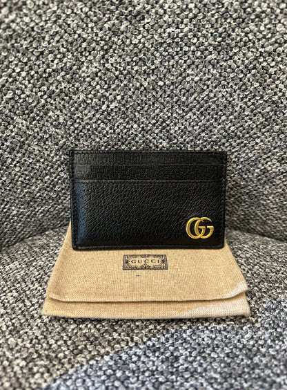 Gucci GG Marmont Card Case in Black Leather