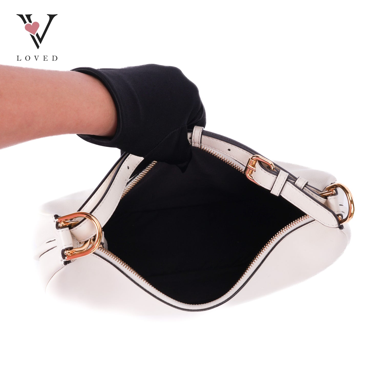 Fendigraphy In White Vintage Gold Metal Bag