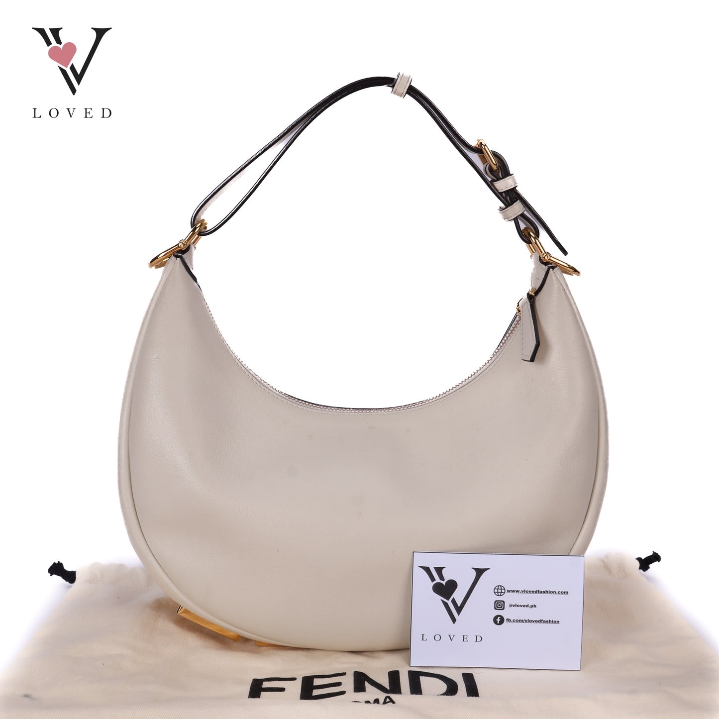 Fendigraphy In White Vintage Gold Metal Bag
