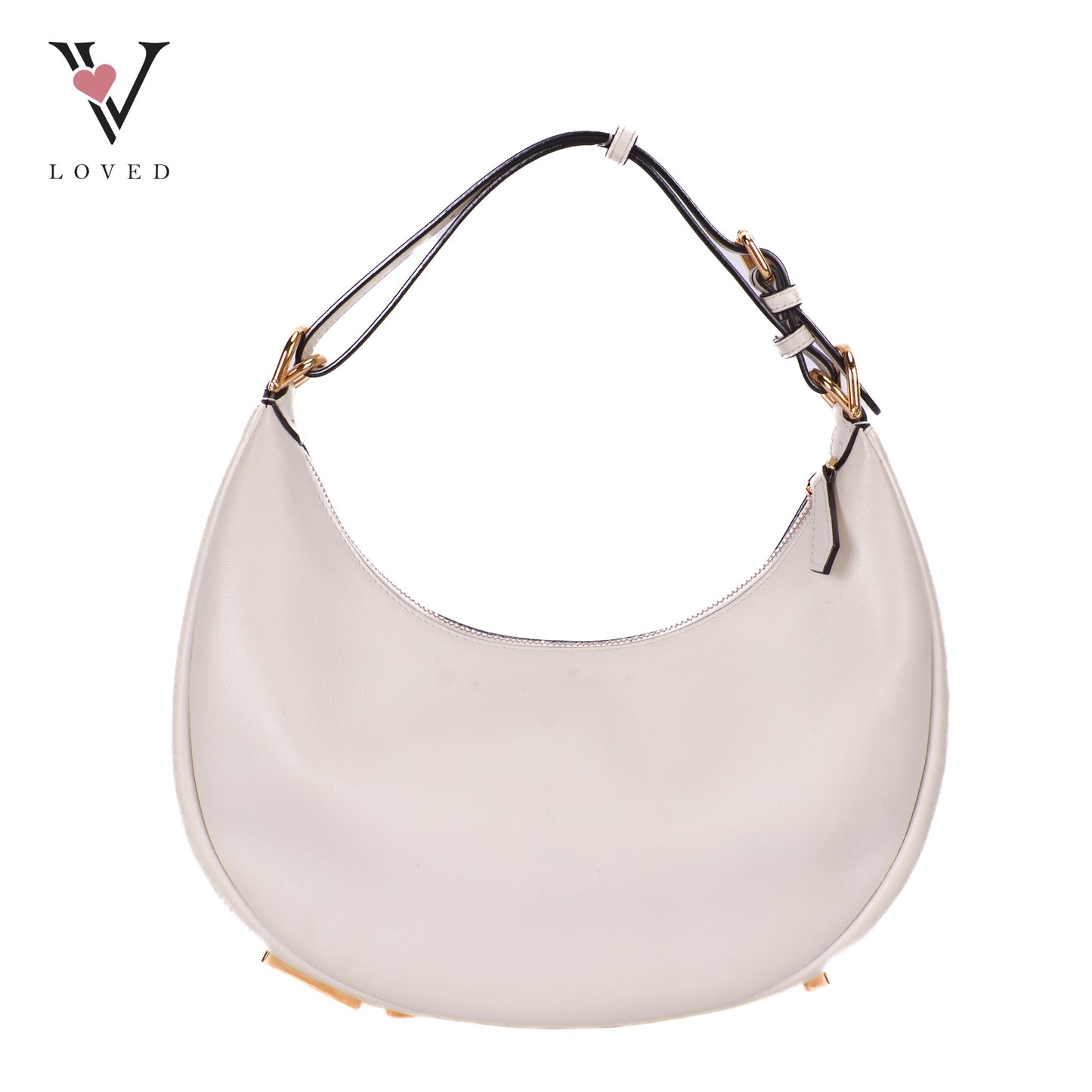 Fendigraphy In White Vintage Gold Metal Bag