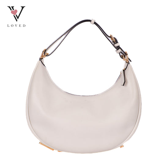 Fendigraphy In White Vintage Gold Metal Bag