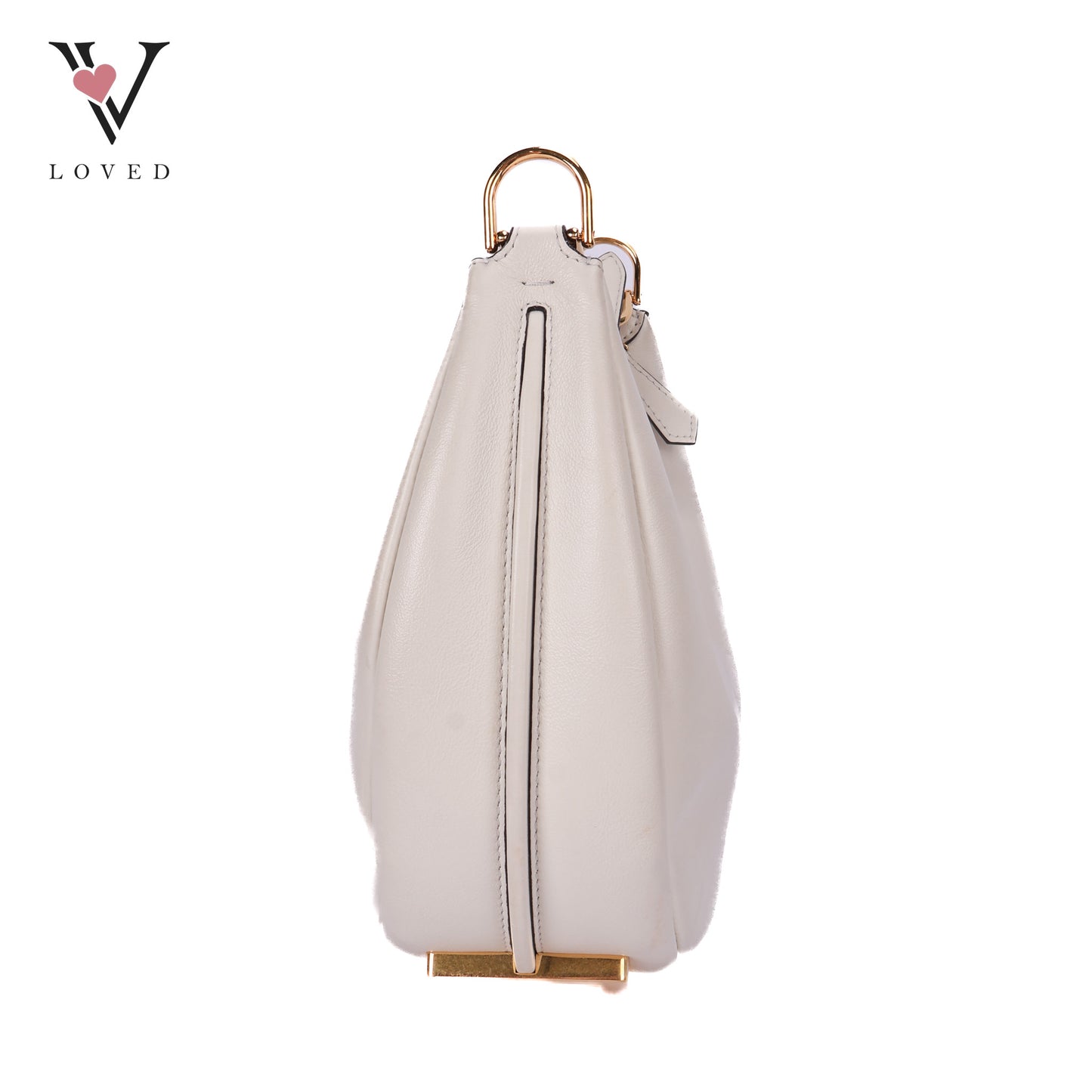Fendigraphy In White Vintage Gold Metal Bag