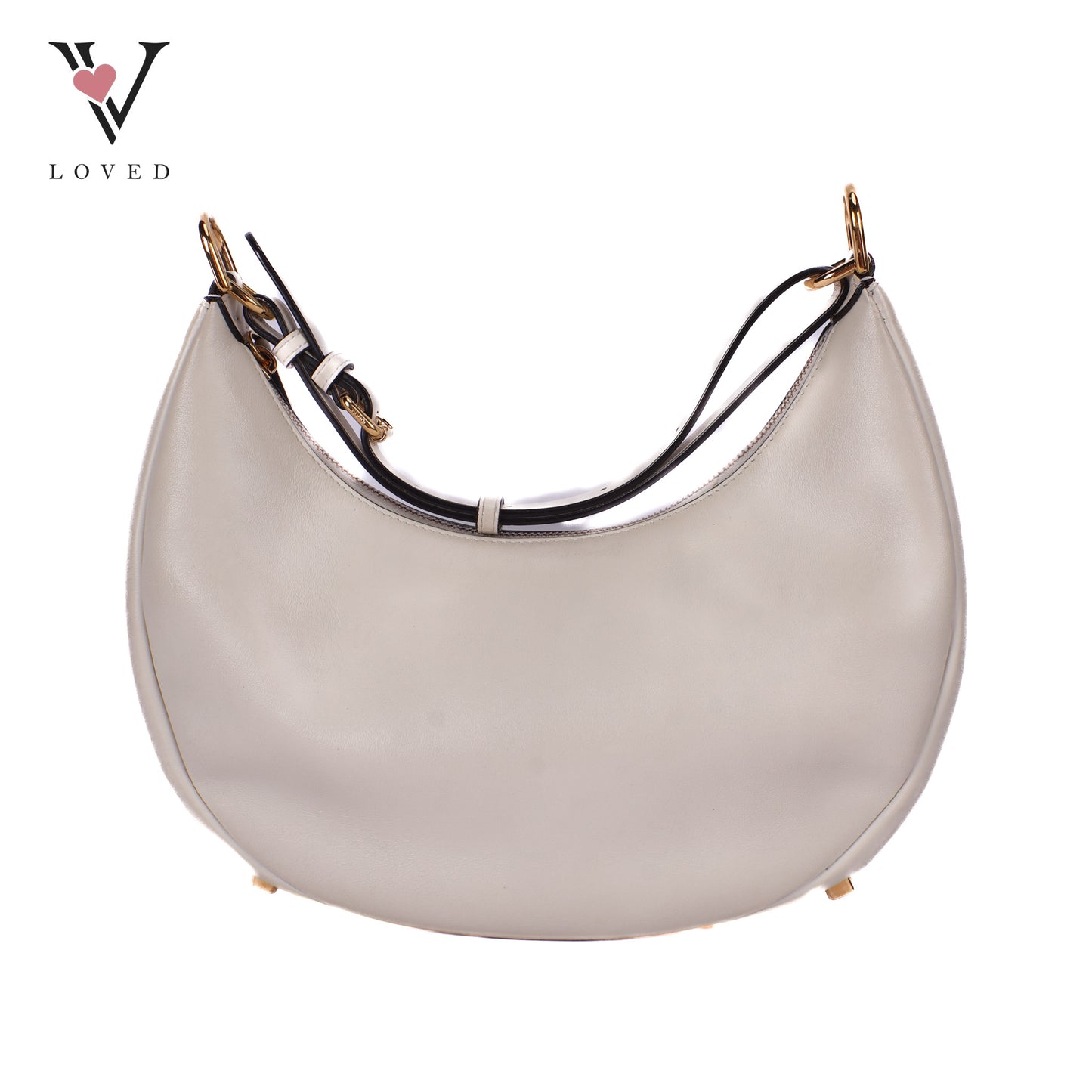 Fendigraphy In White Vintage Gold Metal Bag