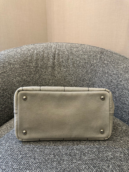 Prada Canapa Tote Bag In Grey Denim Canvas