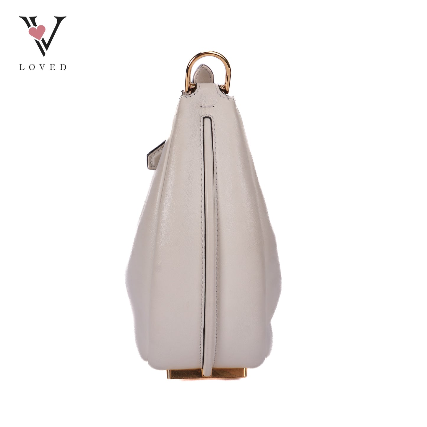 Fendigraphy In White Vintage Gold Metal Bag