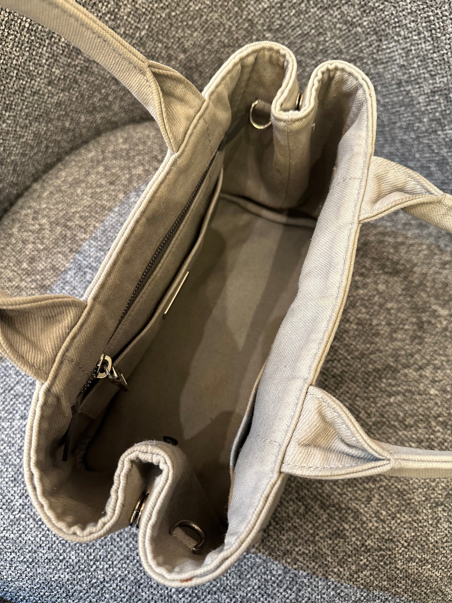 Prada Canapa Tote Bag In Grey Denim Canvas