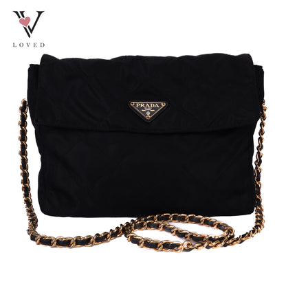 Quilted Shoulder Bag In Black Nylon