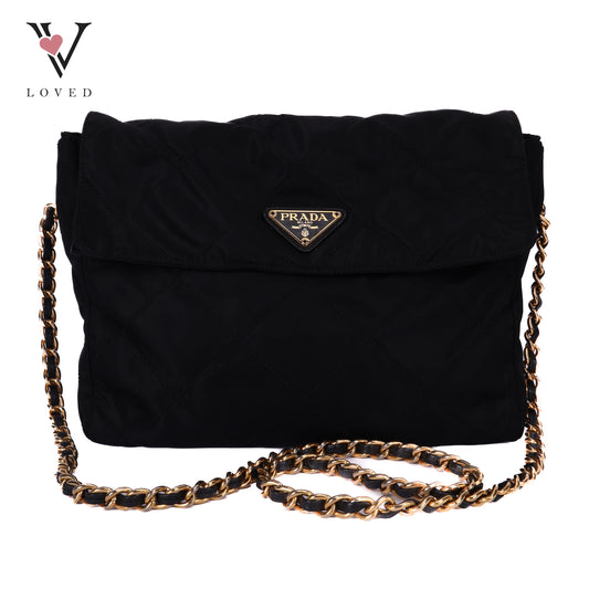 Quilted Shoulder Bag In Black Nylon