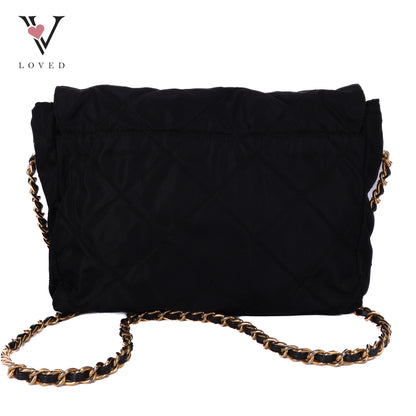 Quilted Shoulder Bag In Black Nylon