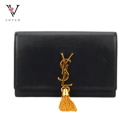 Yves Saint Laurent Kate Tassel Wallet on Chain in Black Leather