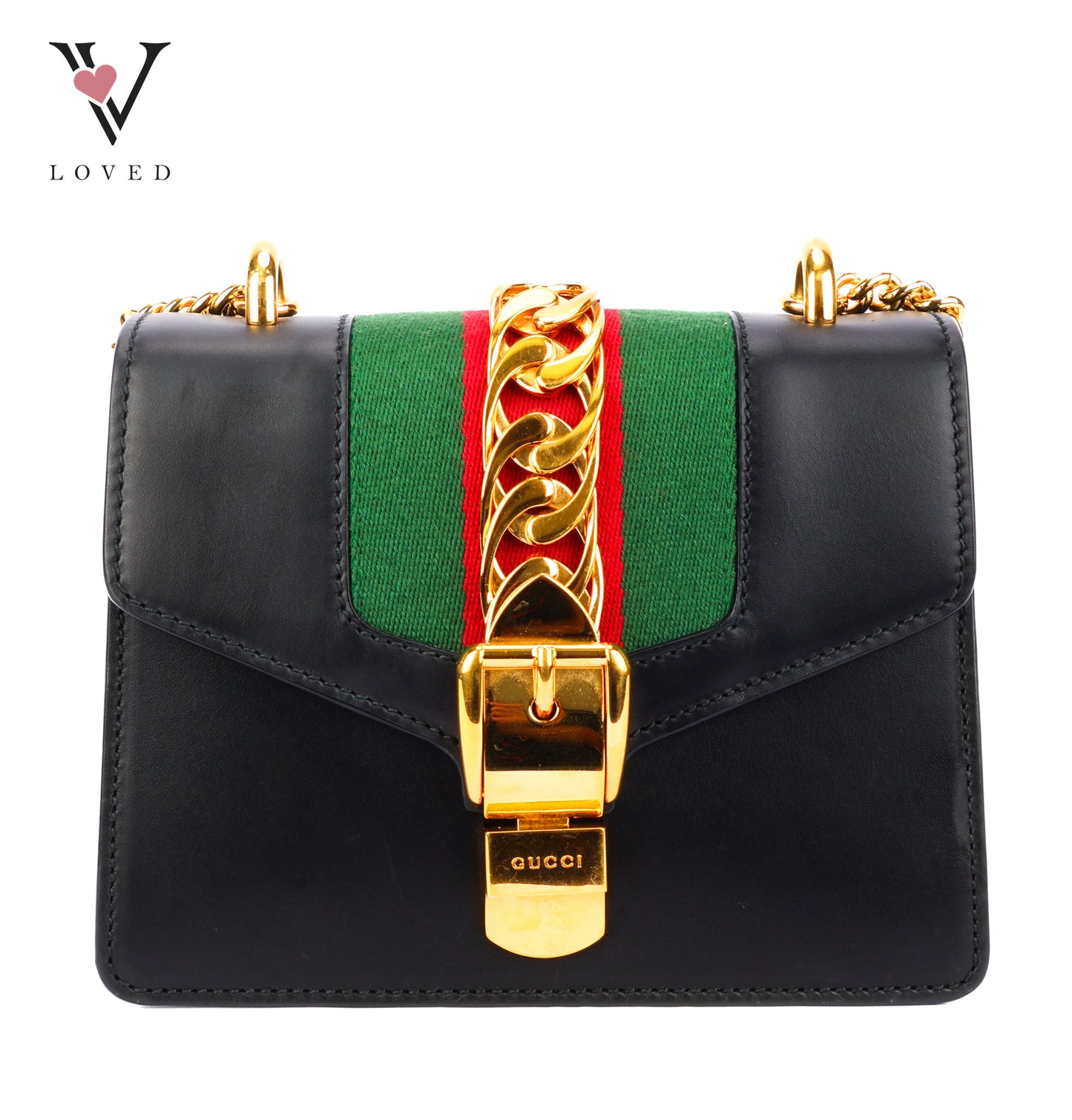 Gucci Sylvie Small Shoulder Bag in Black Smooth Leather