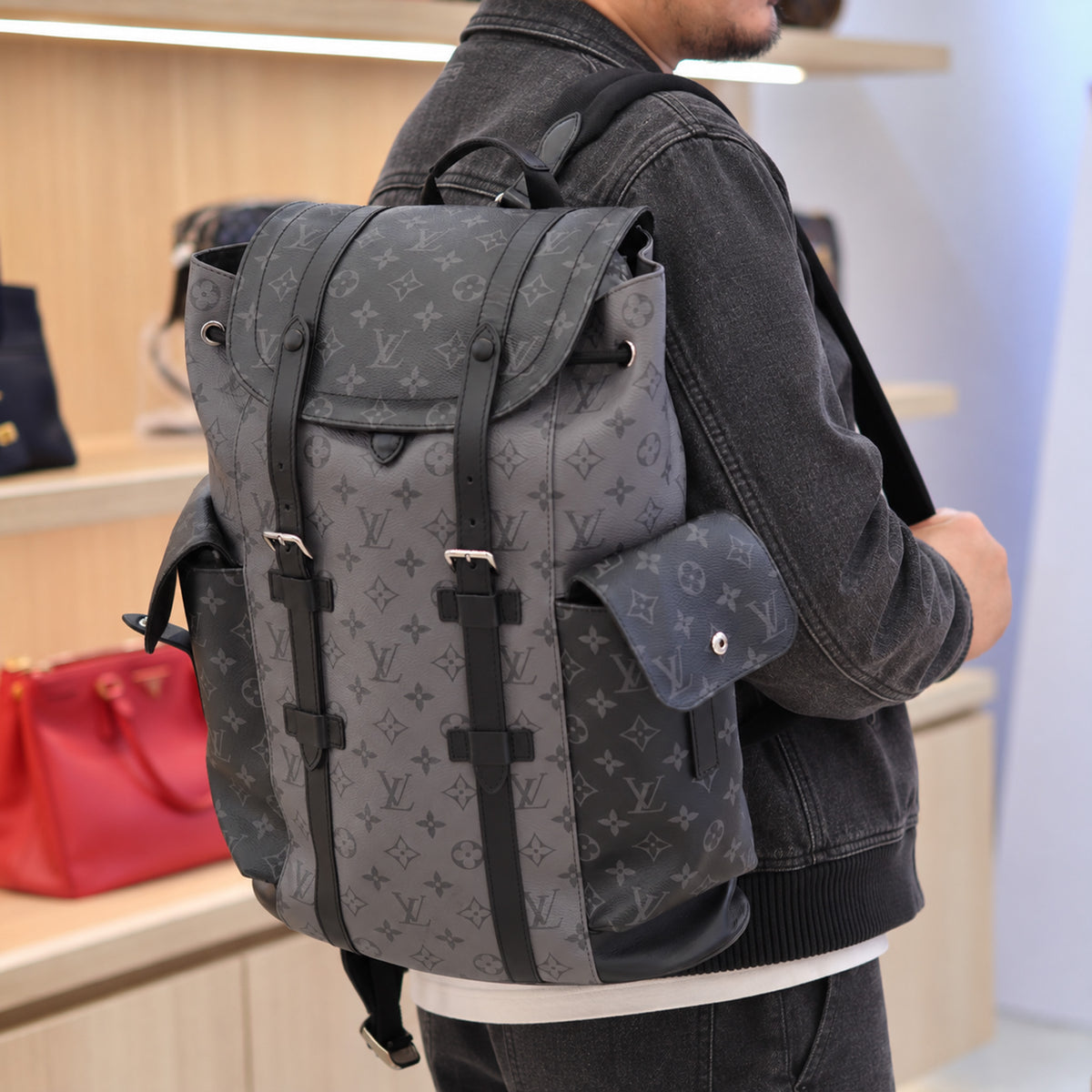 Louis Vuitton Christopher Backpack in Monogram Eclipse Grey