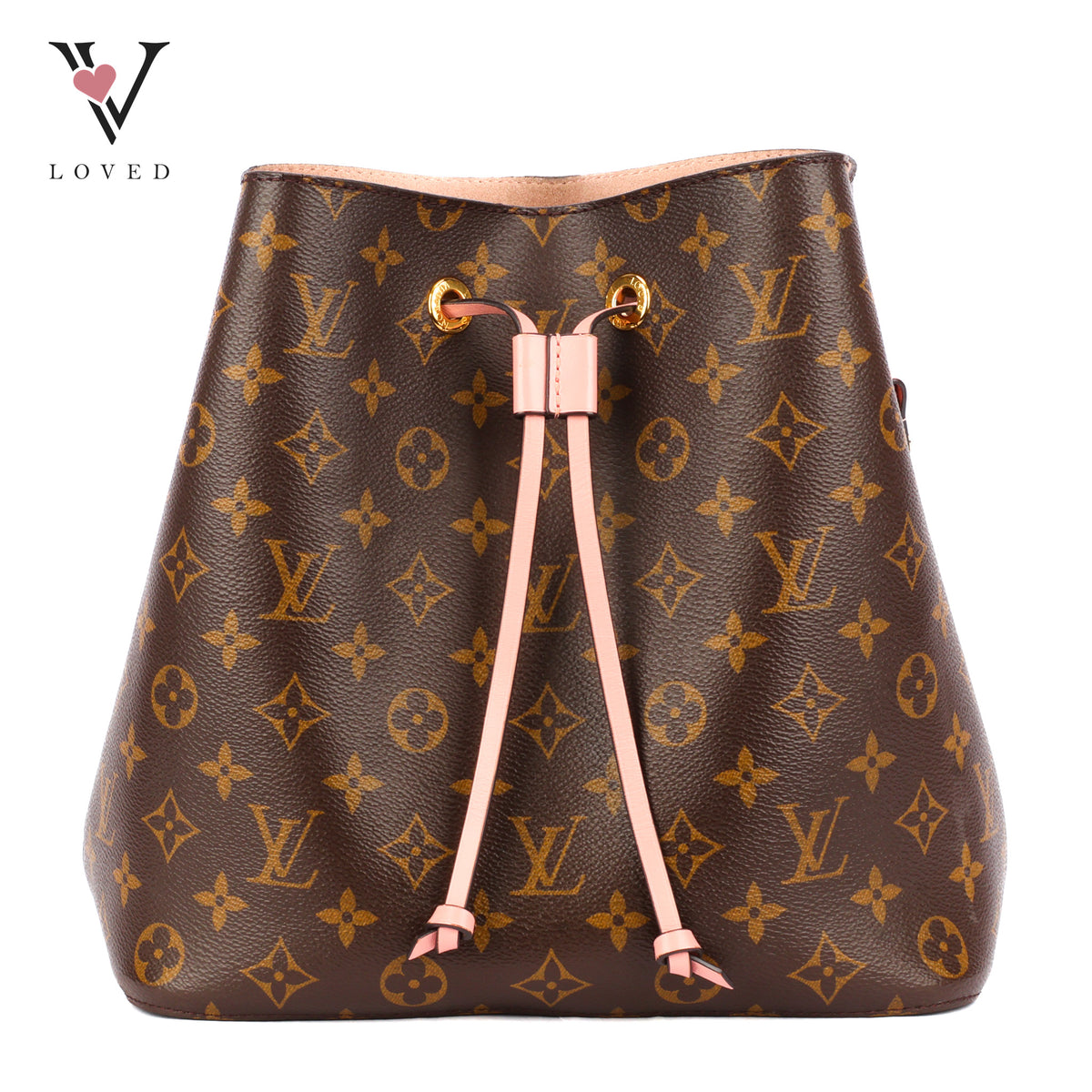 Louis Vuitton NeoNoe Bucket Bag in Monogram Canvas with Pink Coquelicots Leather Trim