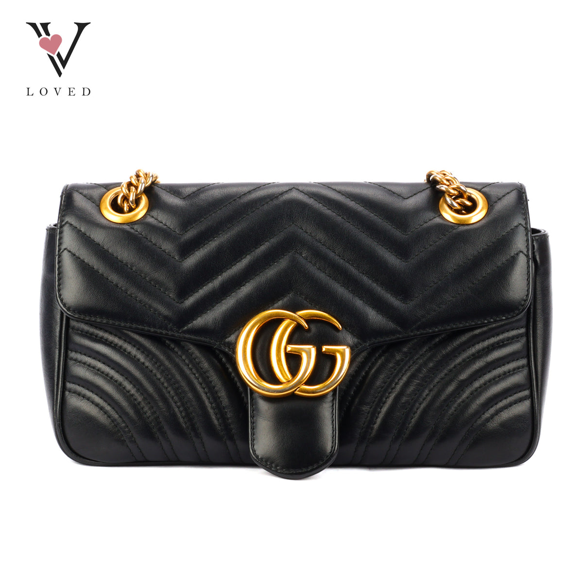 Gucci GG Marmont Flap Small Matelassé Shoulder Bag in Black