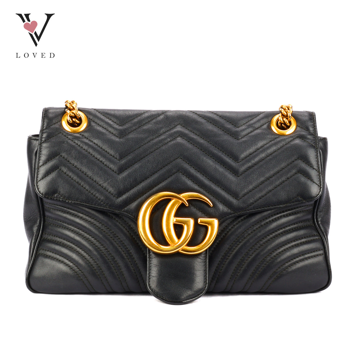 Gucci GG Marmont Flap Medium Matelassé Shoulder Bag in Black