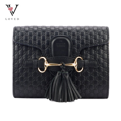 Gucci Microguccissima Mini Emily Shoulder in Black Leather