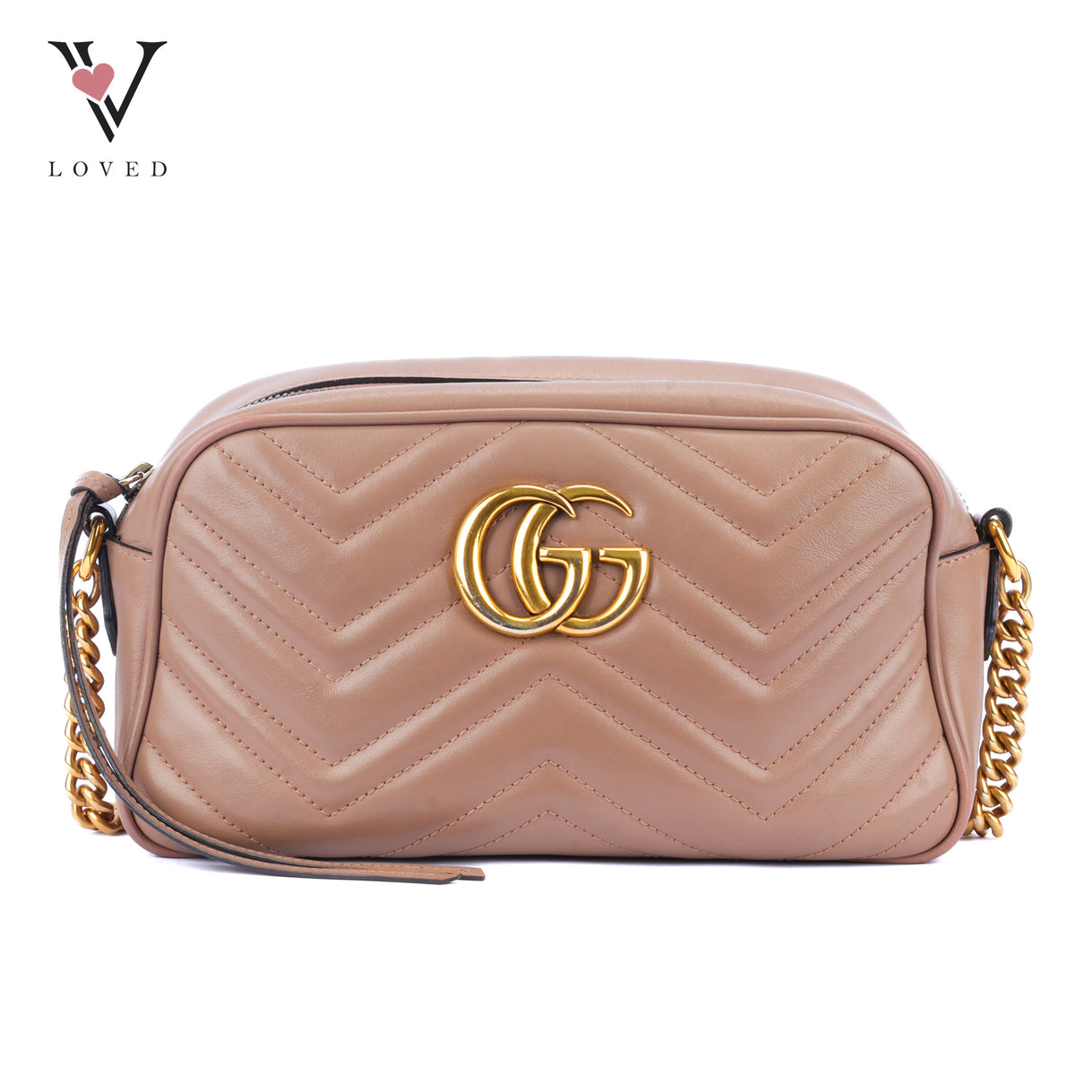 Gucci GG Marmont Small Camera Bag in Dusty Pink Quilted Leather