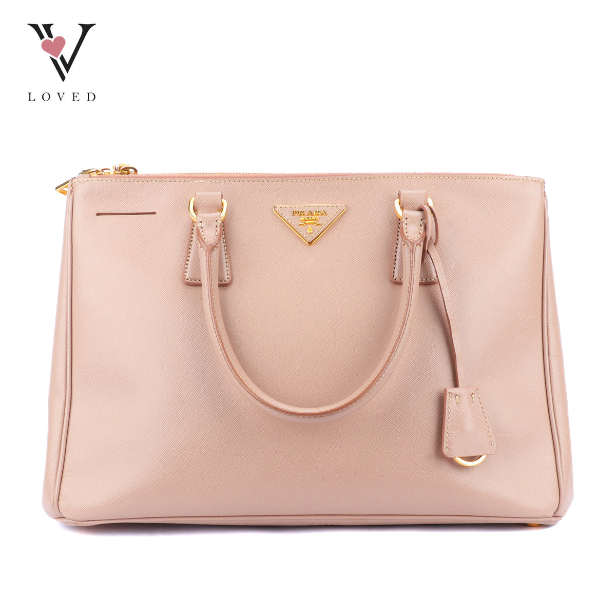 Prada Saffiano Lux Galleria Double Zip Handbag in Light Pink