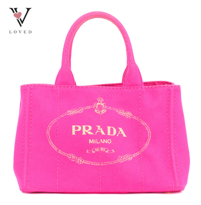 Prada Canapa Tote Bag in Fuchsia Pink Canvas