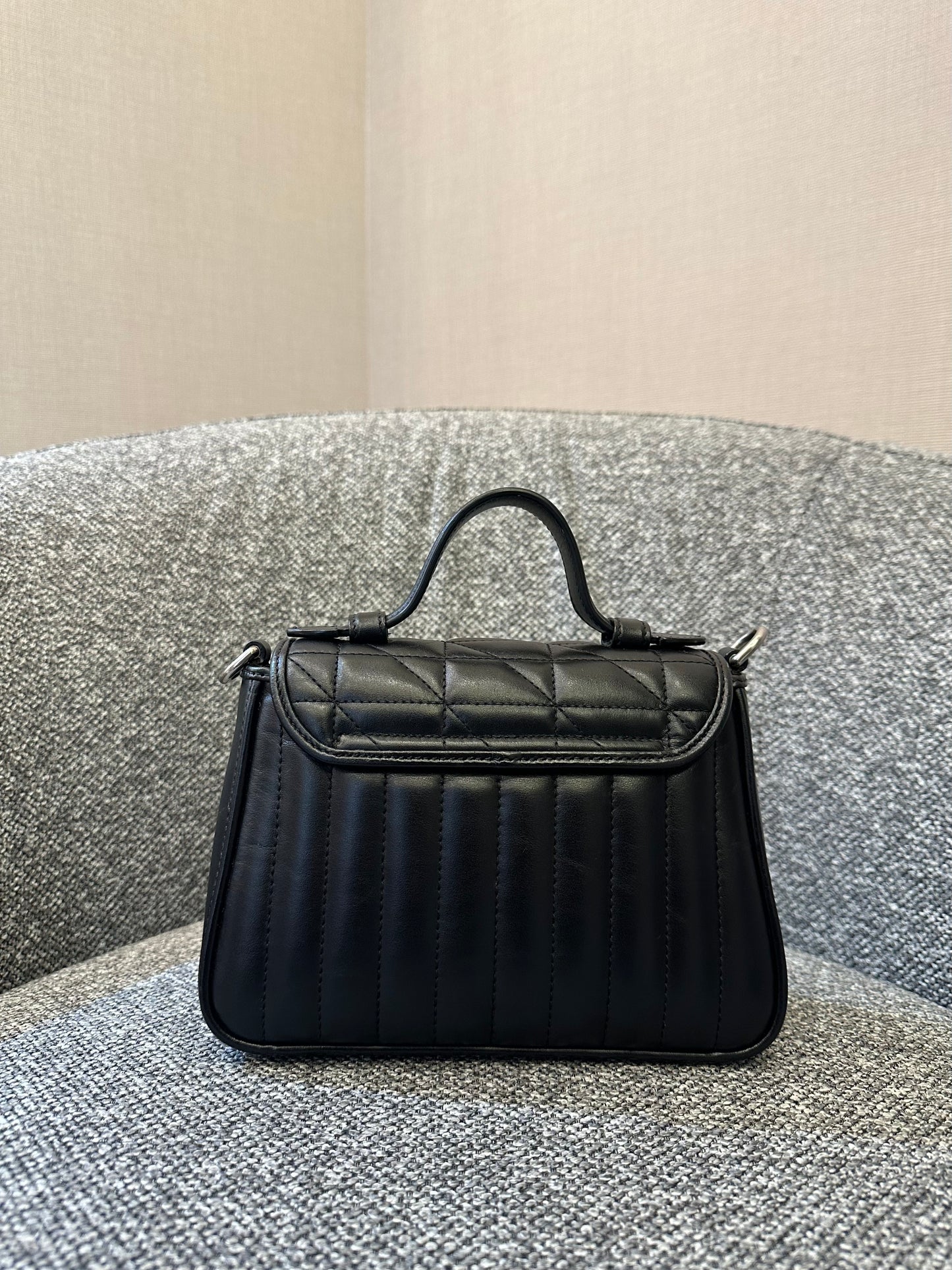 Gucci GG Marmont Mini Top Handle in Black Leather (SHW)