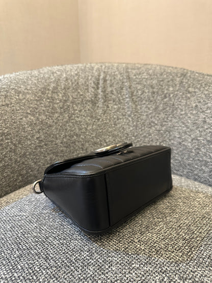 Gucci GG Marmont Mini Top Handle in Black Leather (SHW)