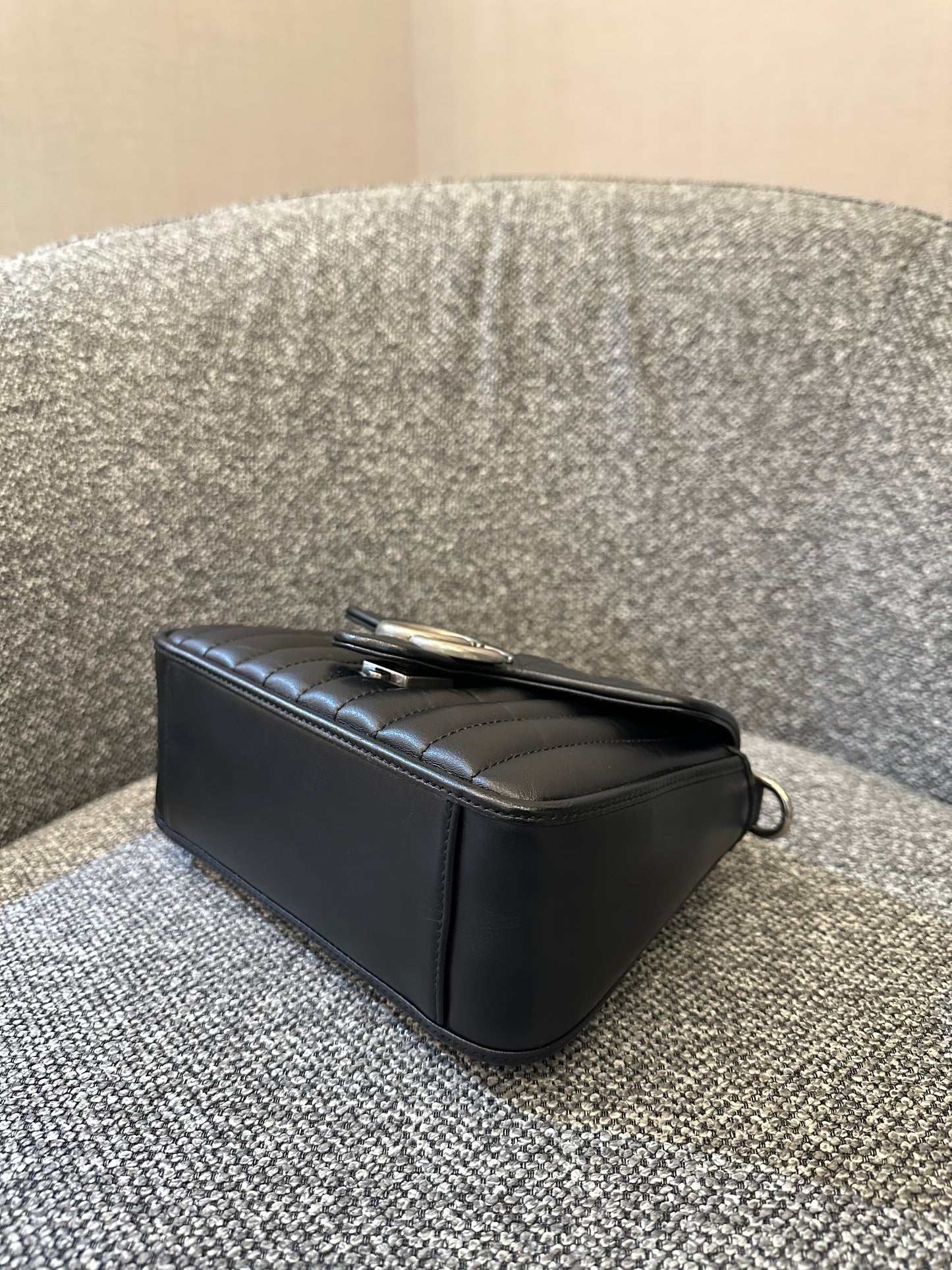 Gucci GG Marmont Mini Top Handle in Black Leather (SHW)