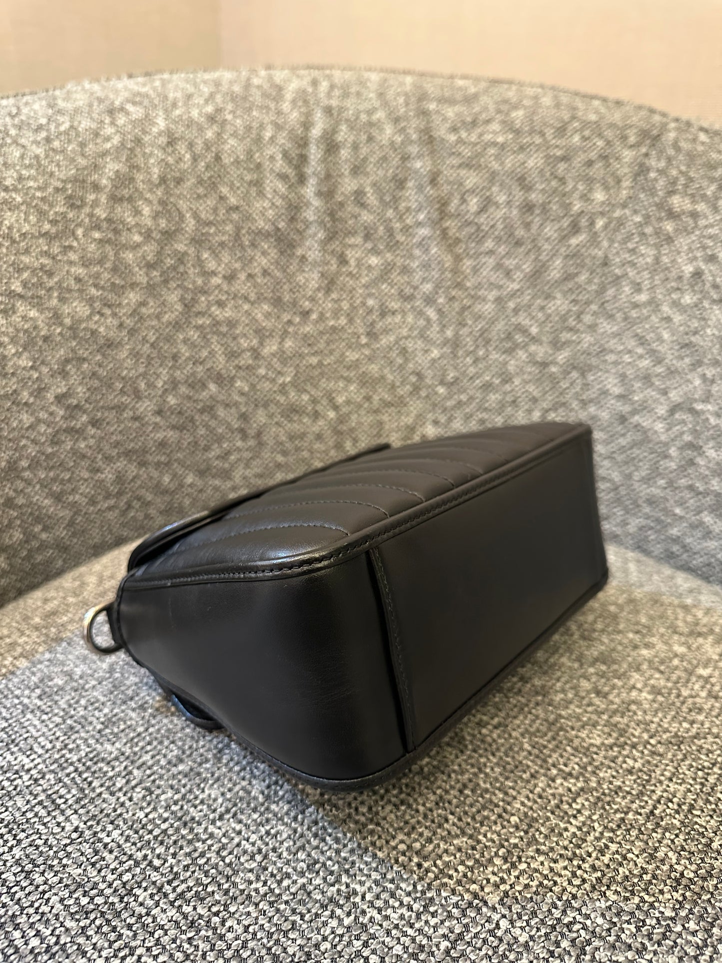 Gucci GG Marmont Mini Top Handle in Black Leather (SHW)