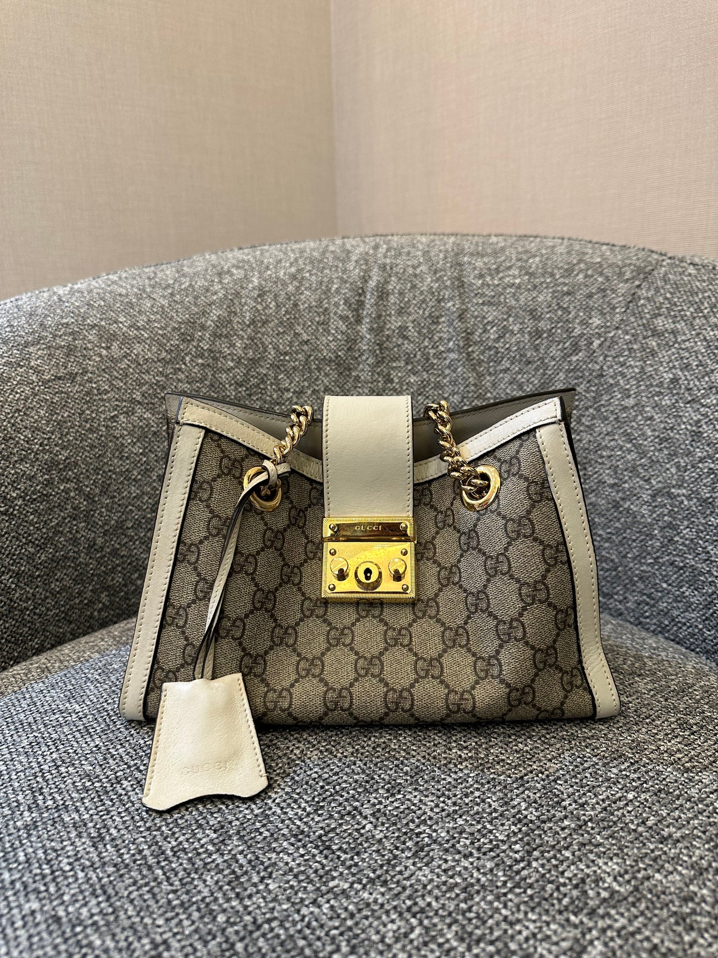 Gucci GG Supreme Canvas Padlock Shoulder Bag