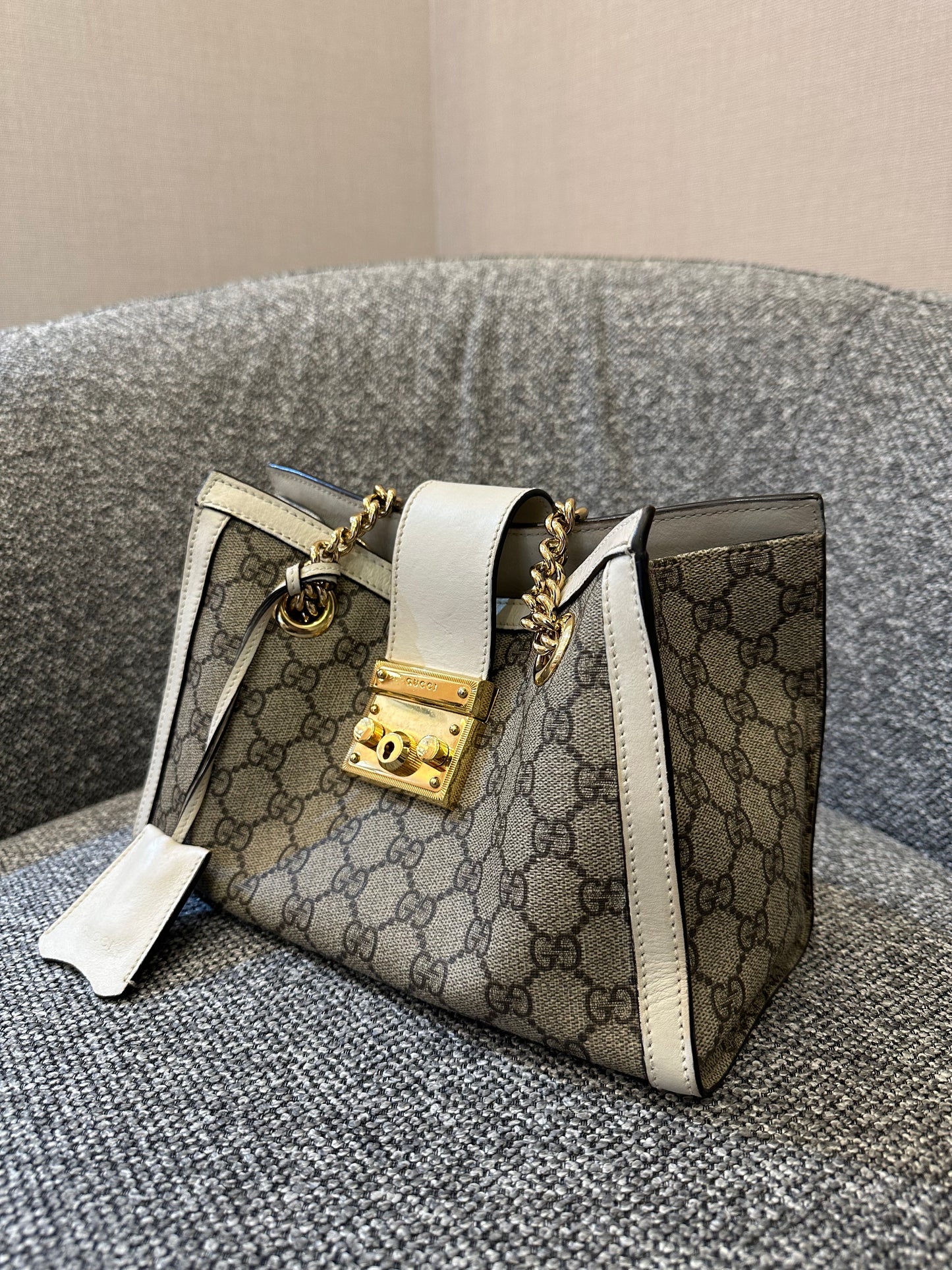 Gucci GG Supreme Canvas Padlock Shoulder Bag
