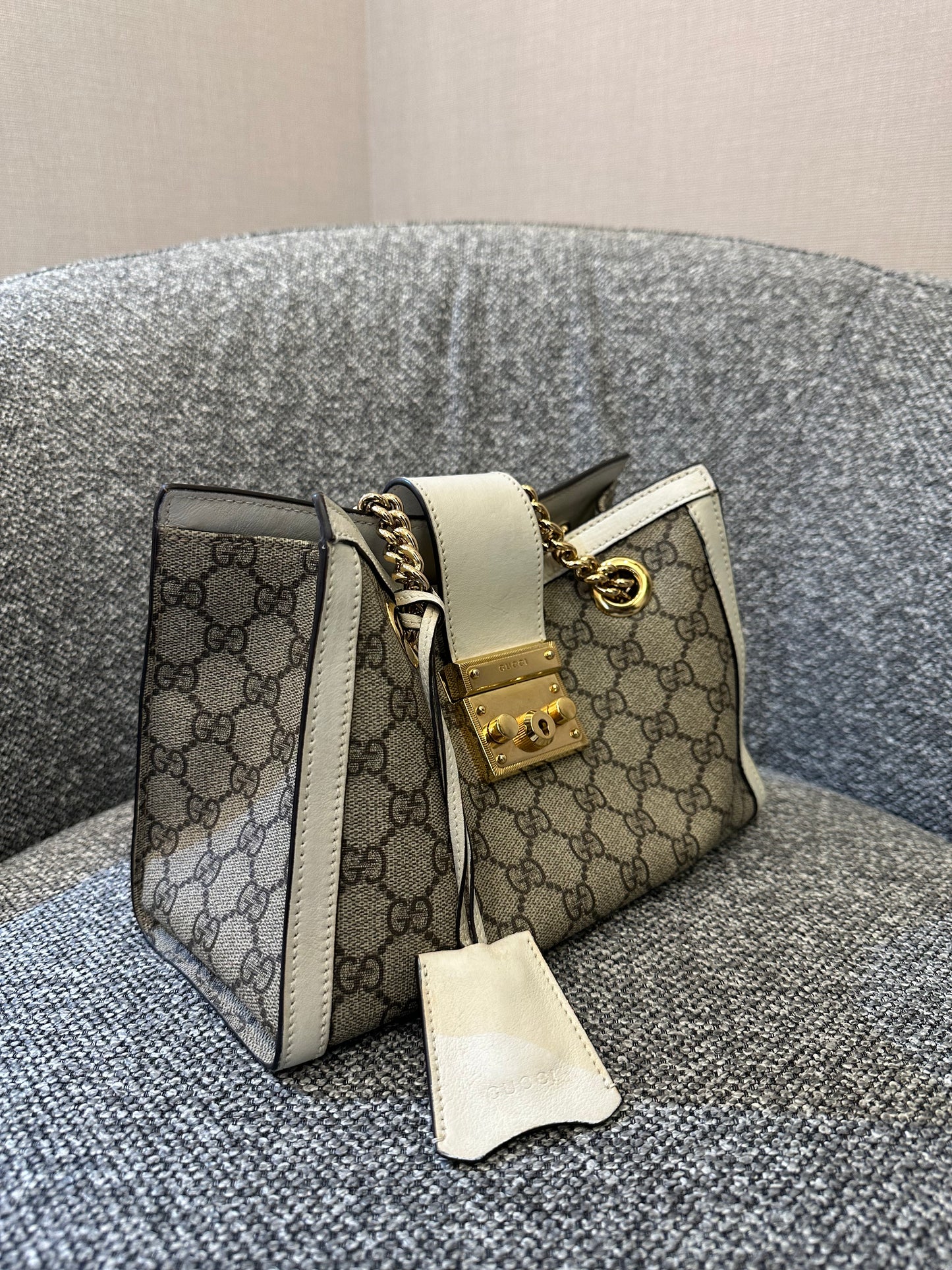 Gucci GG Supreme Canvas Padlock Shoulder Bag
