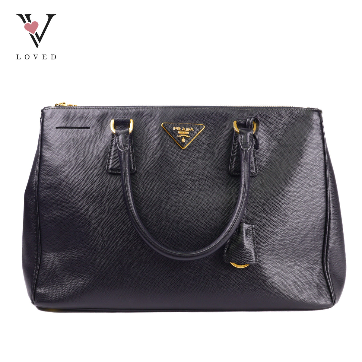 Prada Galleria Saffiano Leather Double Zip Tote Bag in Black