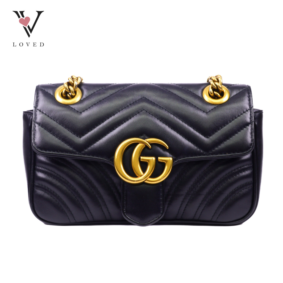 Gucci GG Marmont Matelasse Shoulder Bag in Black Leather