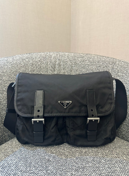 Prada Black Tessuto Messenger Bag
