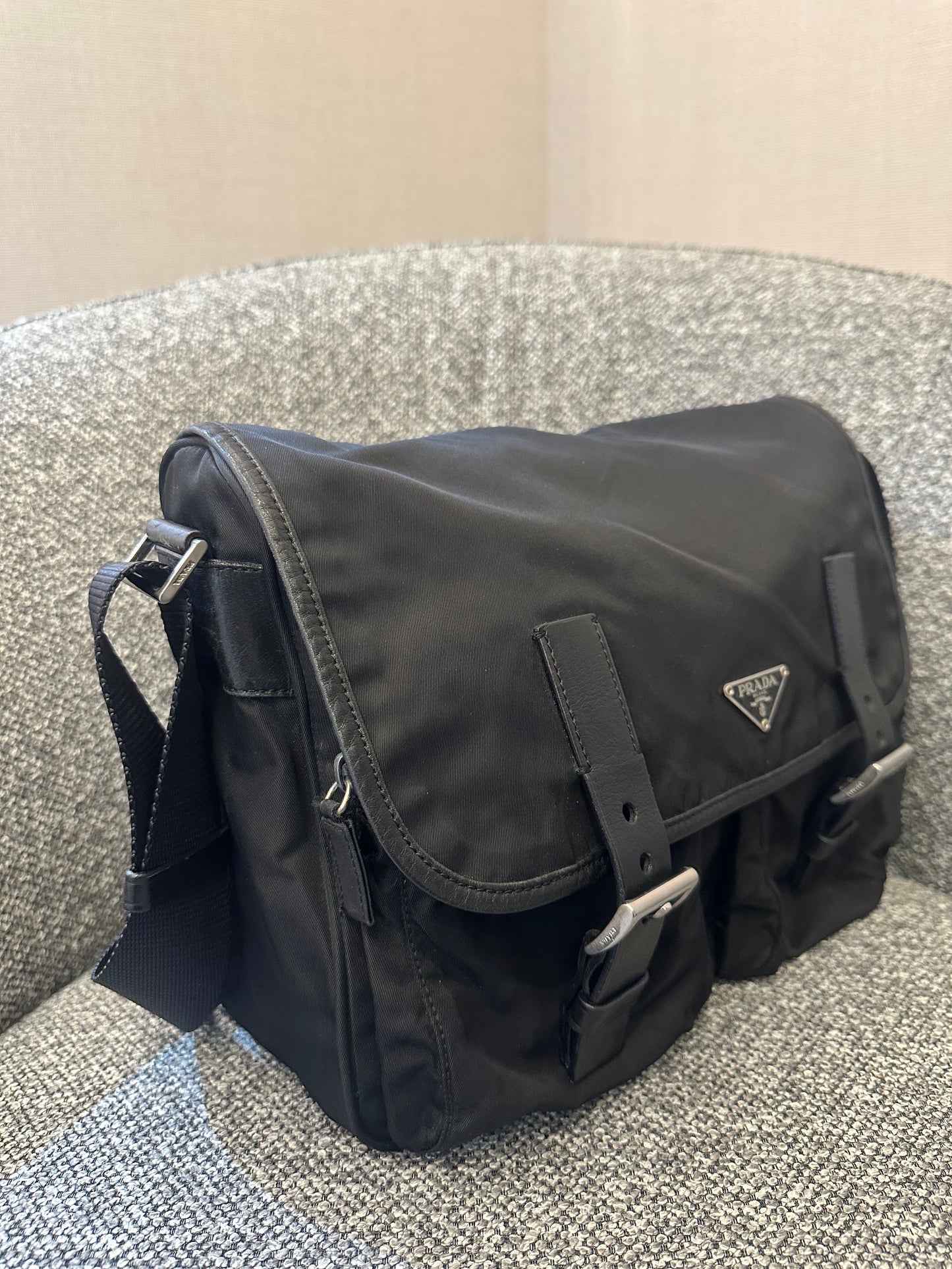 Prada Black Tessuto Messenger Bag