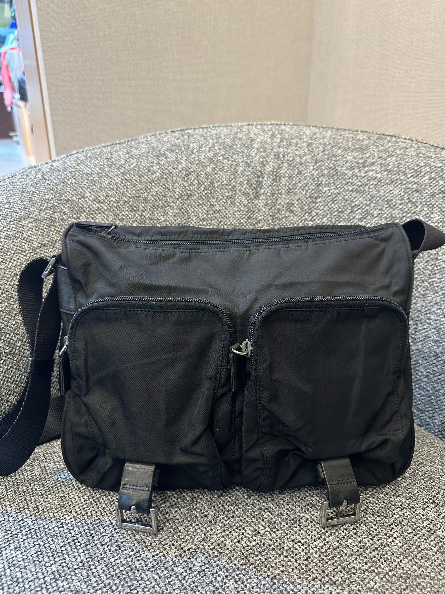 Prada Black Tessuto Messenger Bag