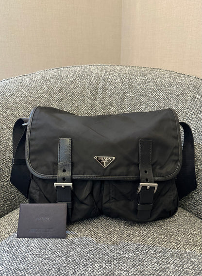 Prada Black Tessuto Messenger Bag