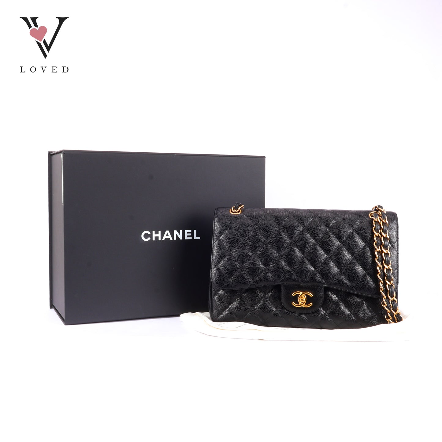 Chanel Classic Flap Jumbo in Black Caviar Leather